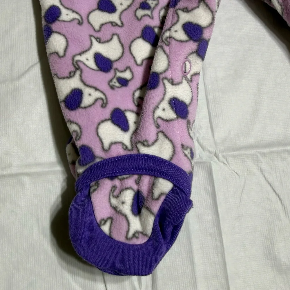 Carter’s Baby Girl Purple Elephant Footie Pajamas Onesie Size 0-3 Months